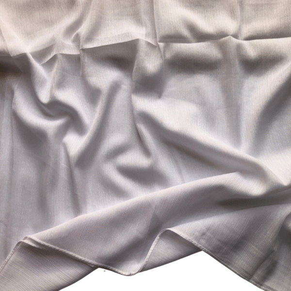 Pure White Shimmer Chiffon Zari