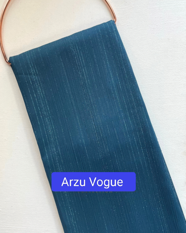 Teal Color Shimmer Shiffon Zari